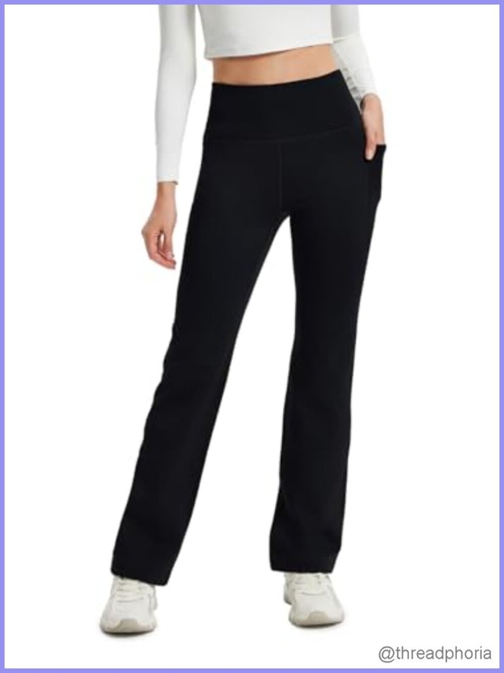 Fleece Lined Straight Leg Pants with Pockets High Rise - Petite to Tall Sizes